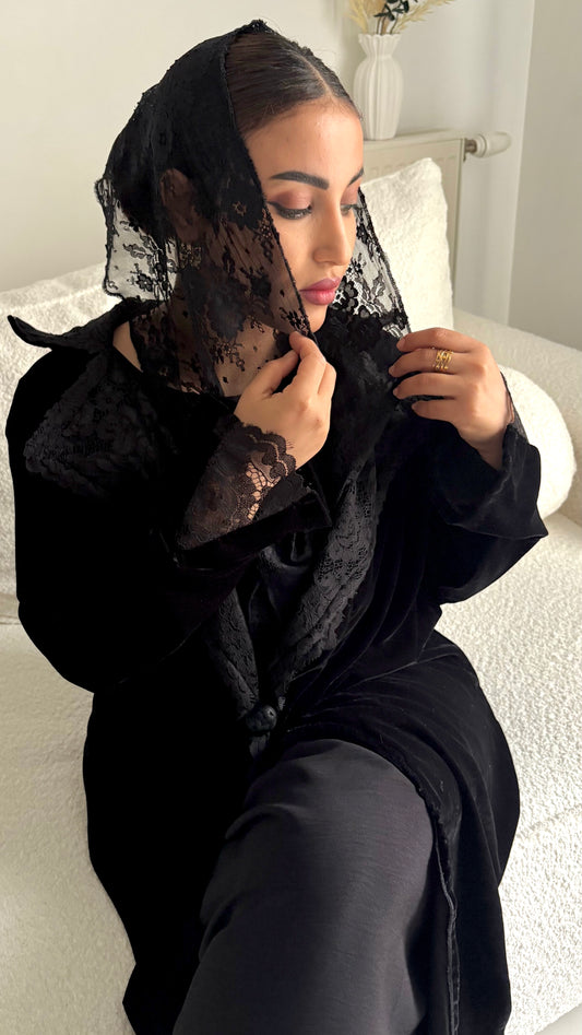 Abaya Daim avec dentelle
